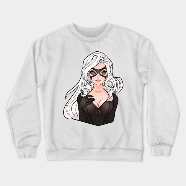 Black Cat Crewneck Sweatshirt by VermilionBlond